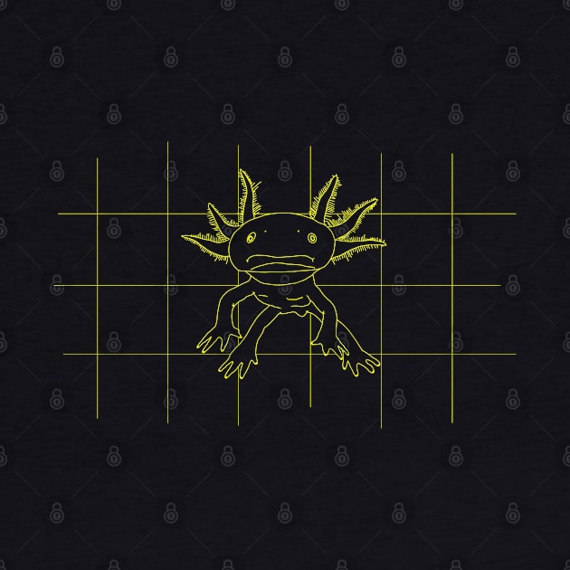 GRID DRAWING of an axolotl yellow by Namwuob